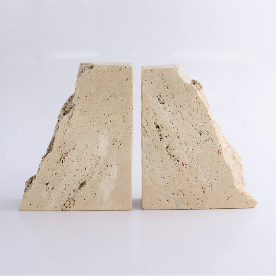 One Pair of Travertine Rough Bookends