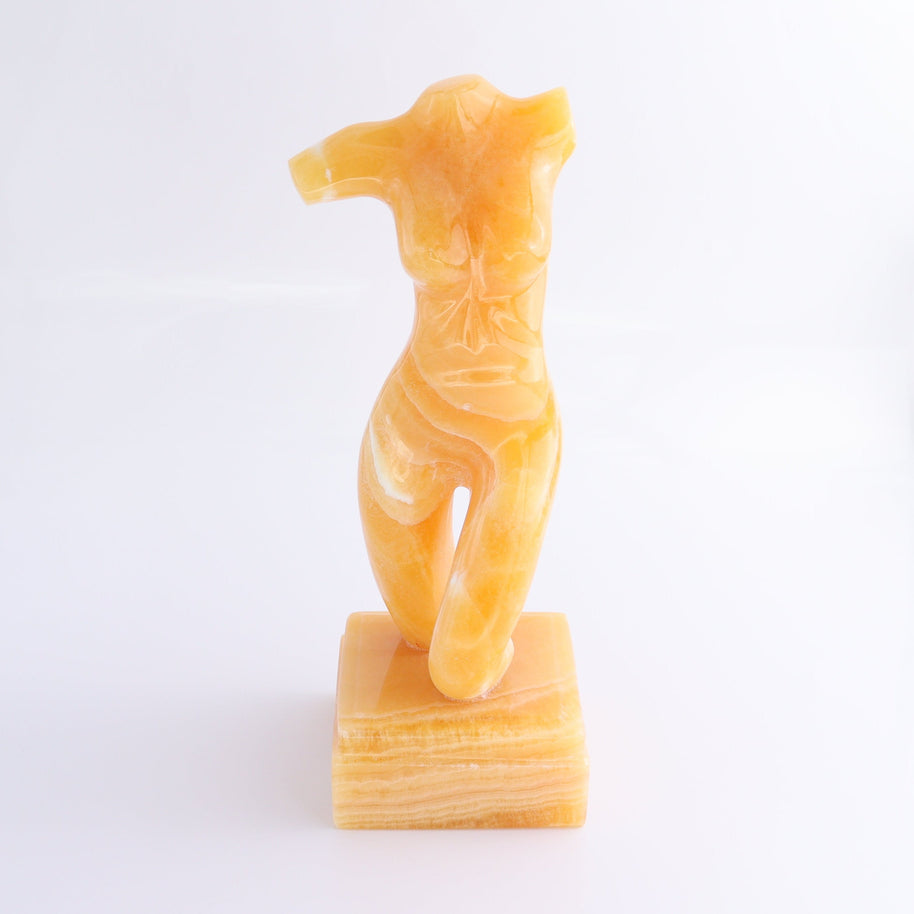 Female Torso Statue Mexican Orange Onyx/Calcite