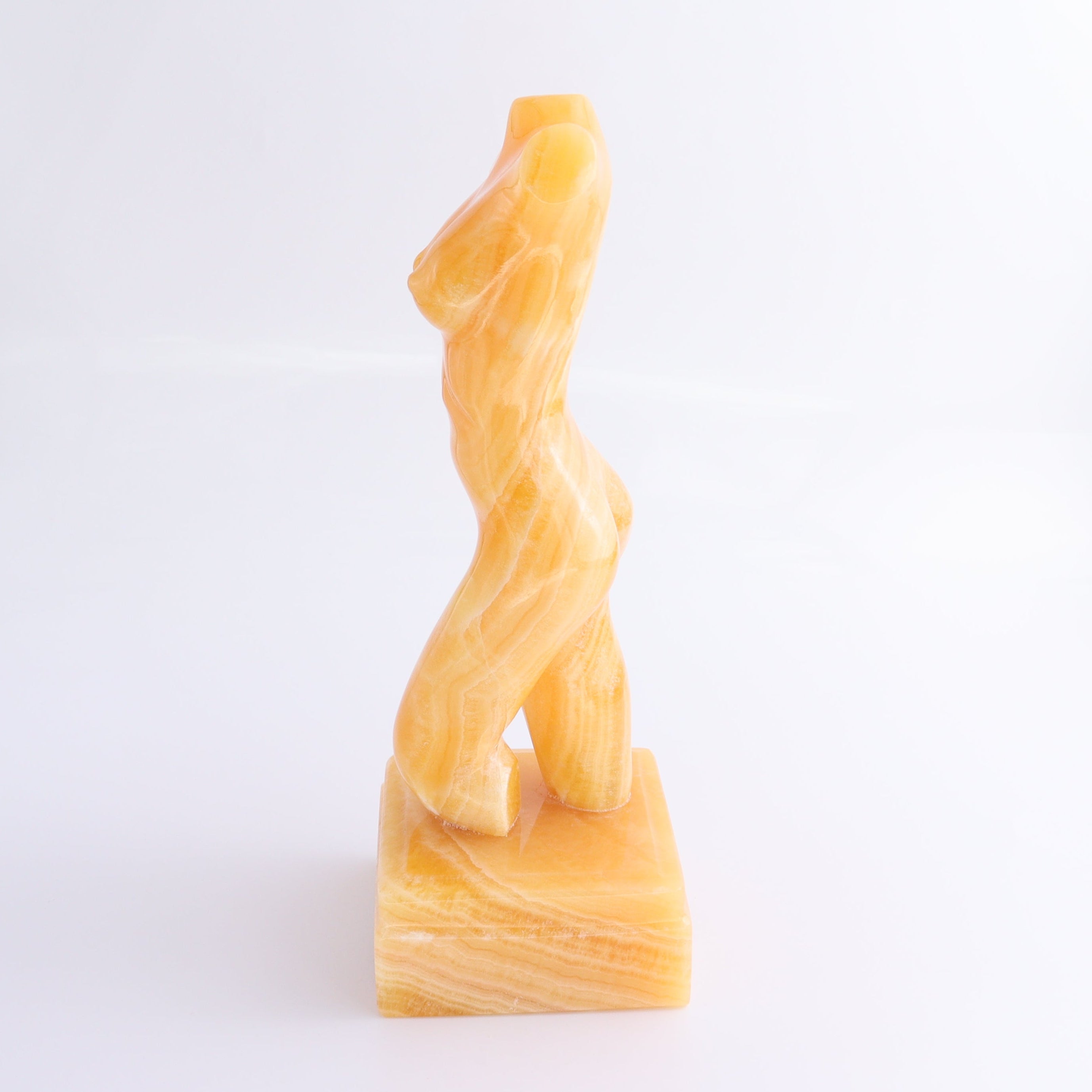 Female Torso Statue Mexican Orange Onyx/Calcite