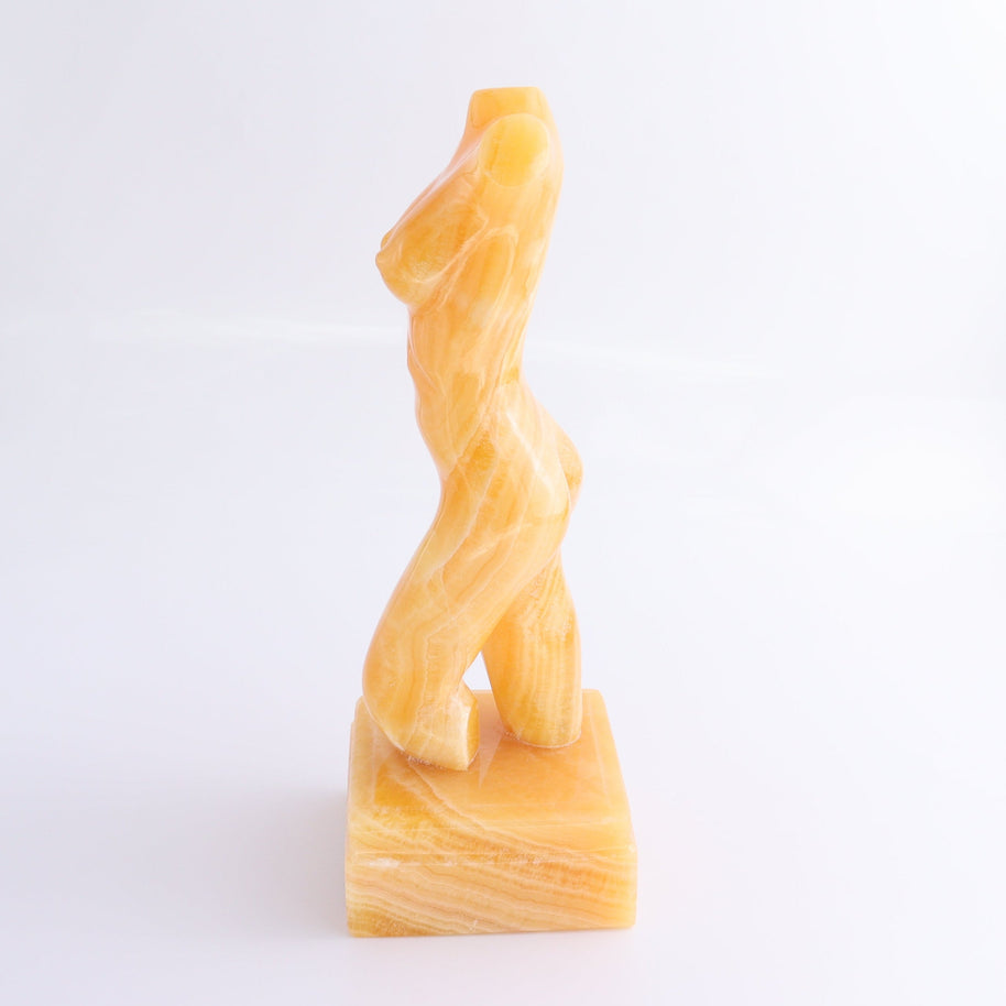 Female Torso Statue Mexican Orange Onyx/Calcite