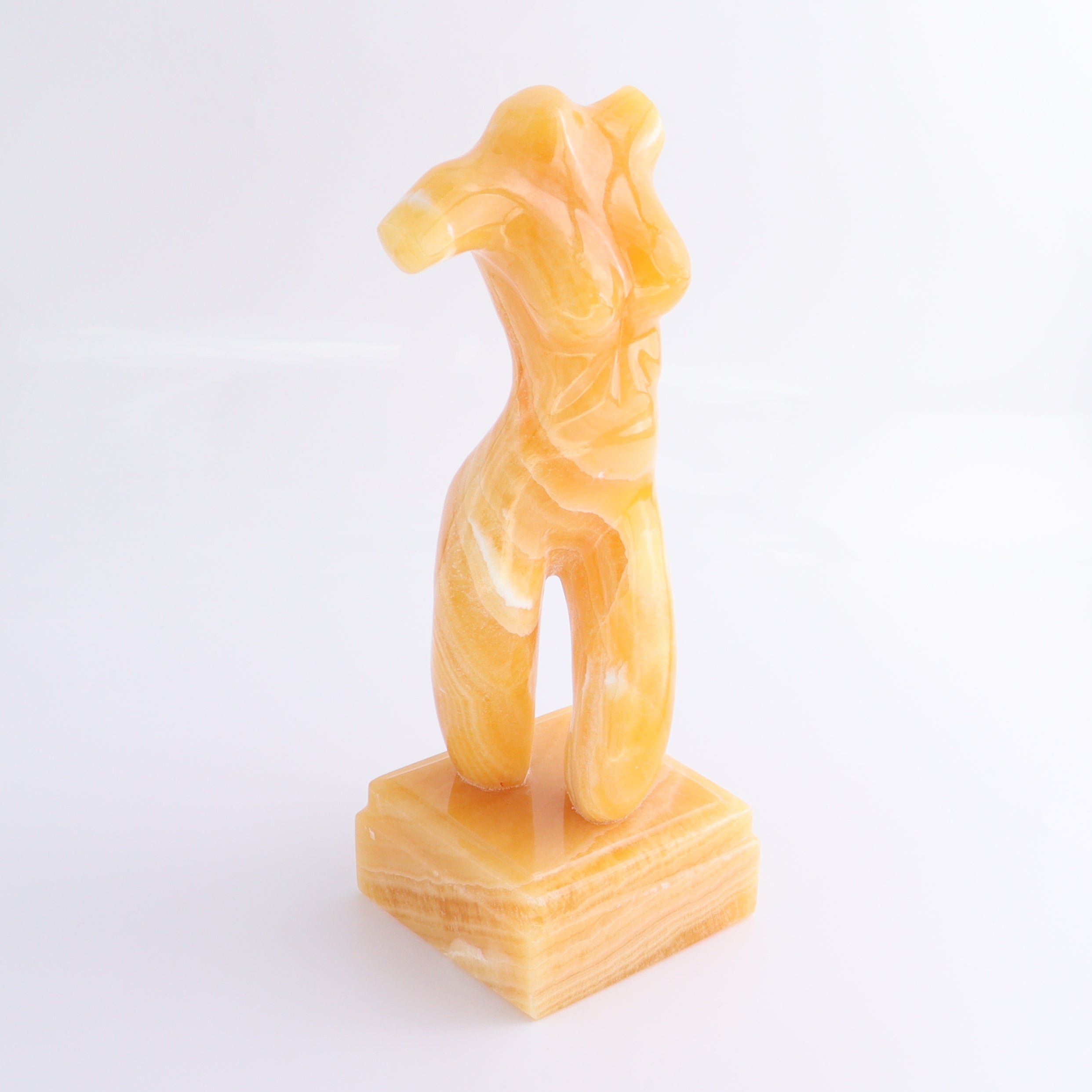 Female Torso Statue Mexican Orange Onyx/Calcite