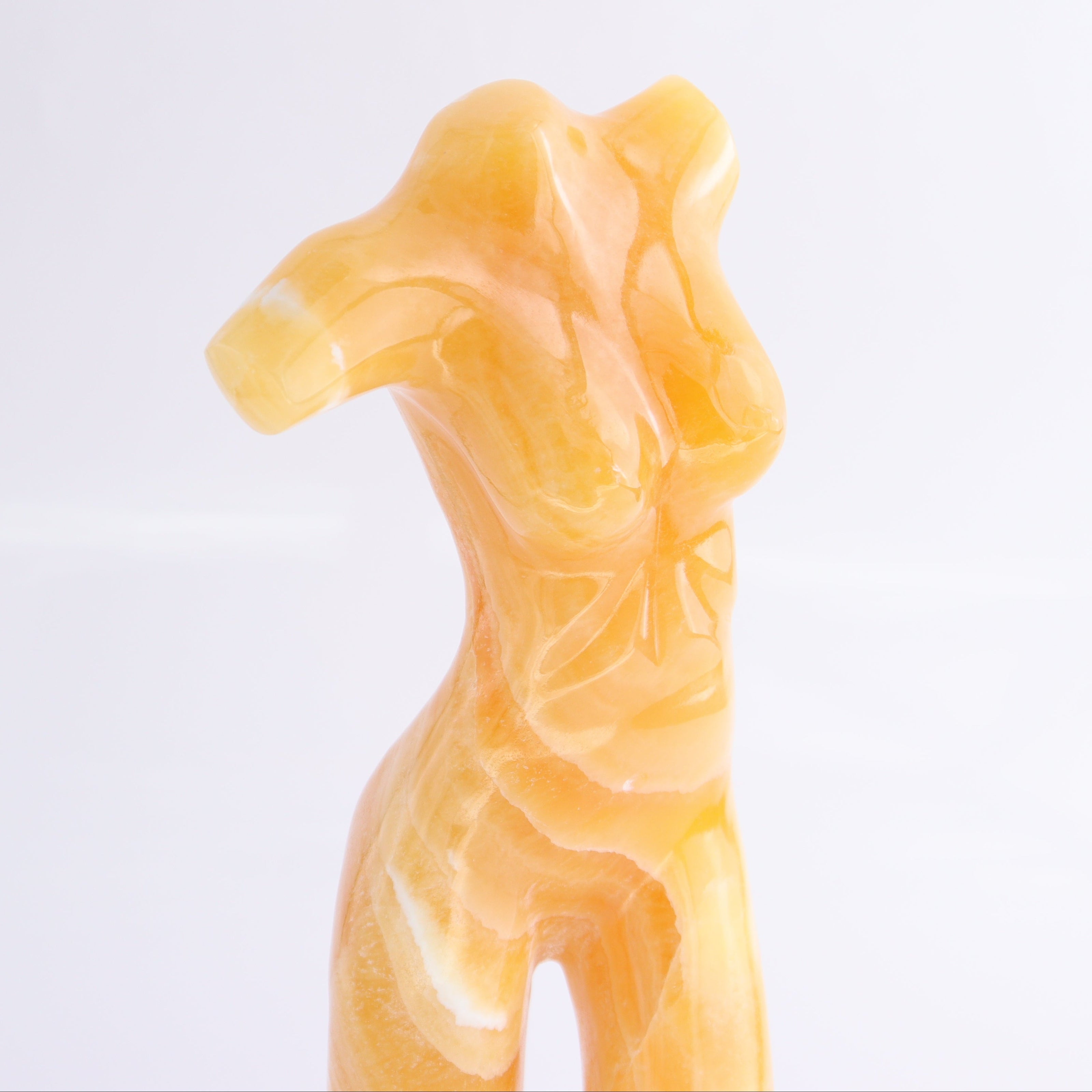 Female Torso Statue Mexican Orange Onyx/Calcite