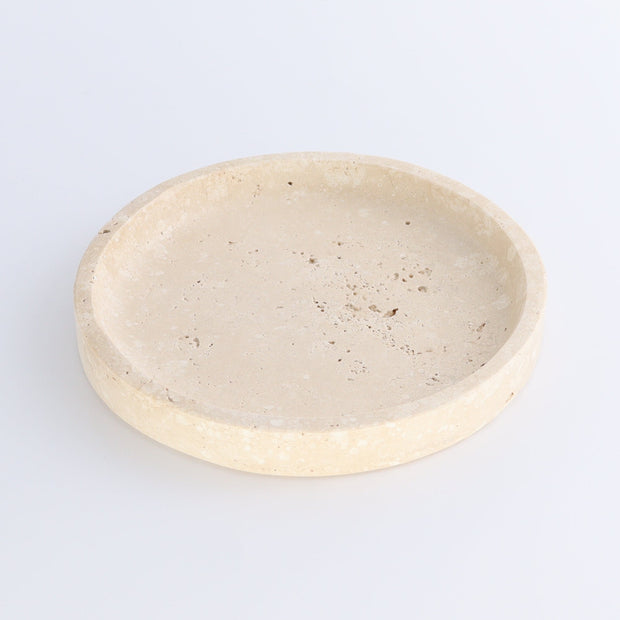 One Travertine Round Dish Small