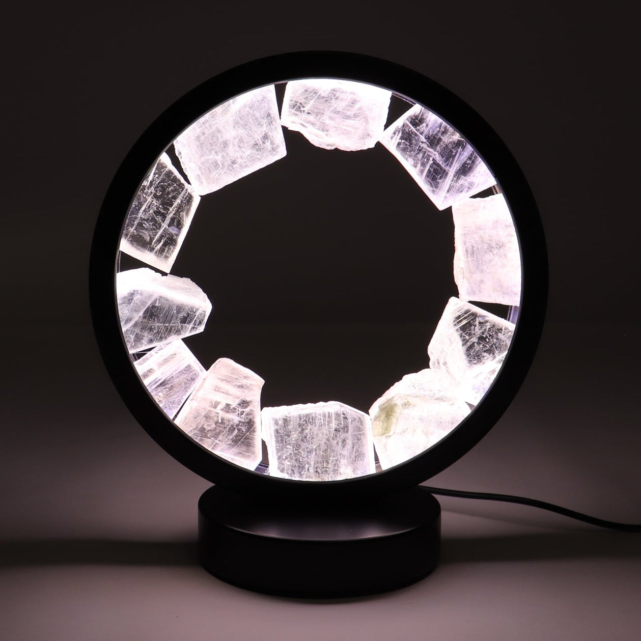 One Selenite Round Lamp