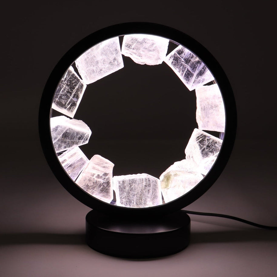 One Selenite Round Lamp