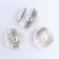 One Palo Santo/Incense/Candle Holder Mexican Onyx/Calcite White & Grey