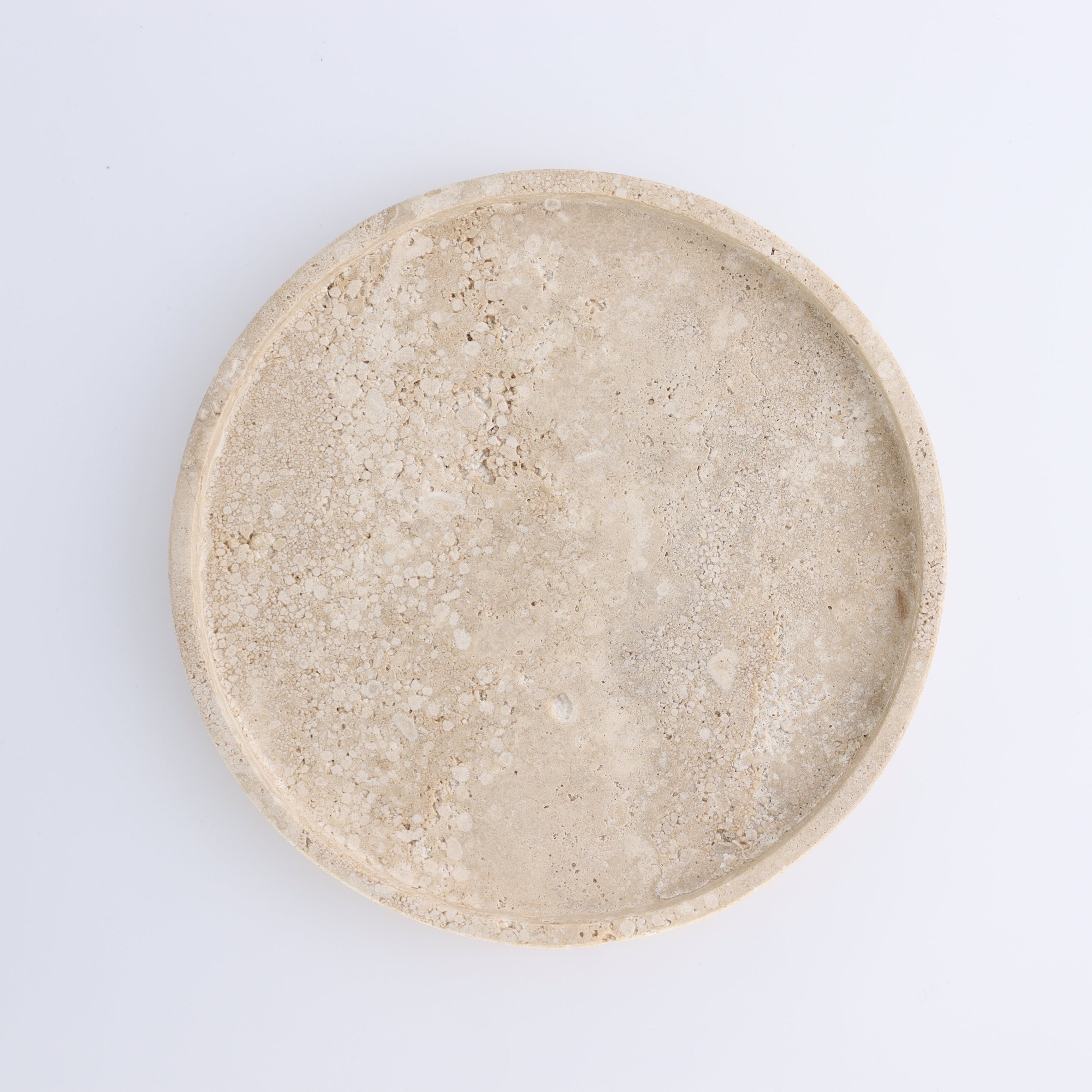 One Travertine Round Dish Large