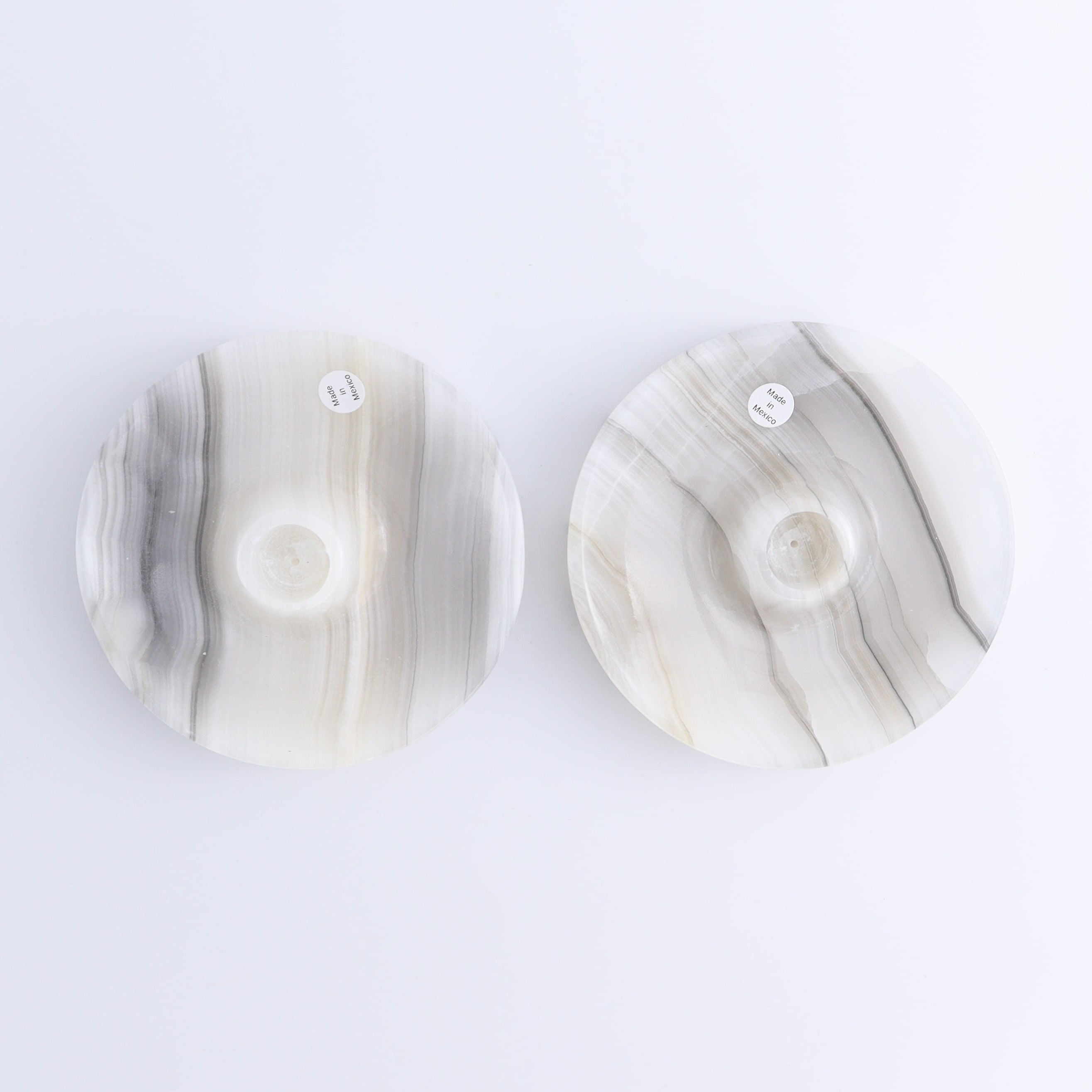 One Palo Santo/Incense/Candle Holder Mexican Onyx/Calcite White & Grey