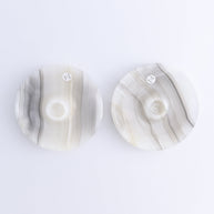One Palo Santo/Incense/Candle Holder Mexican Onyx/Calcite White & Grey