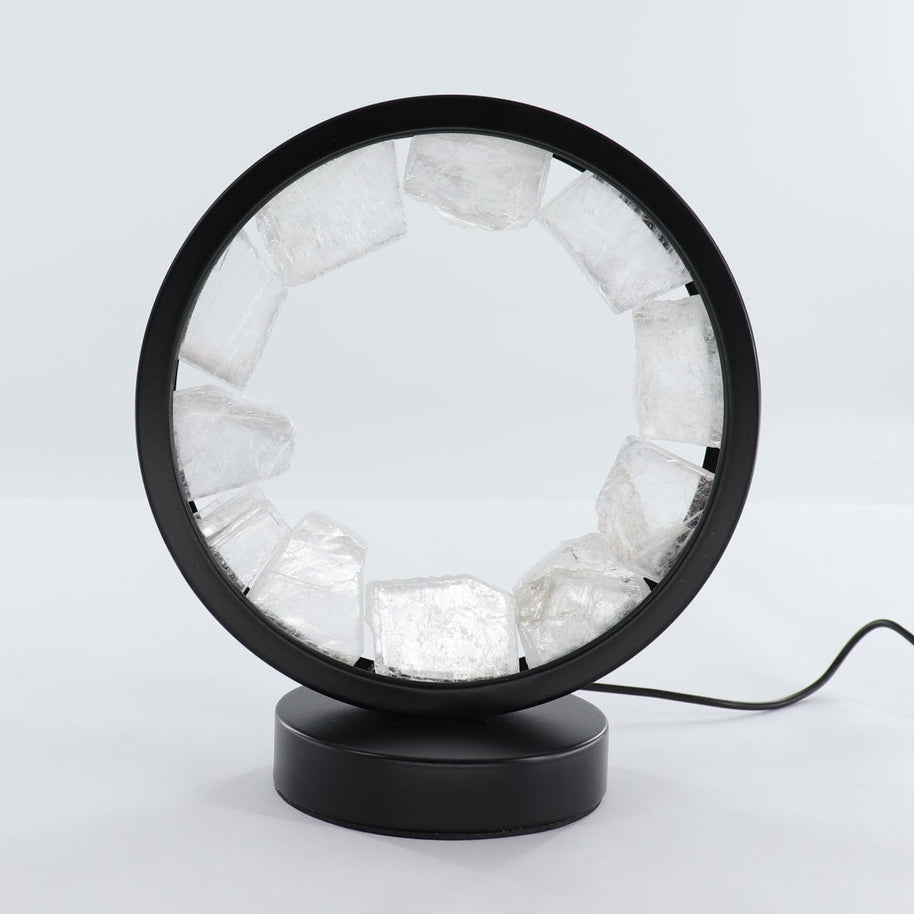 One Selenite Round Lamp