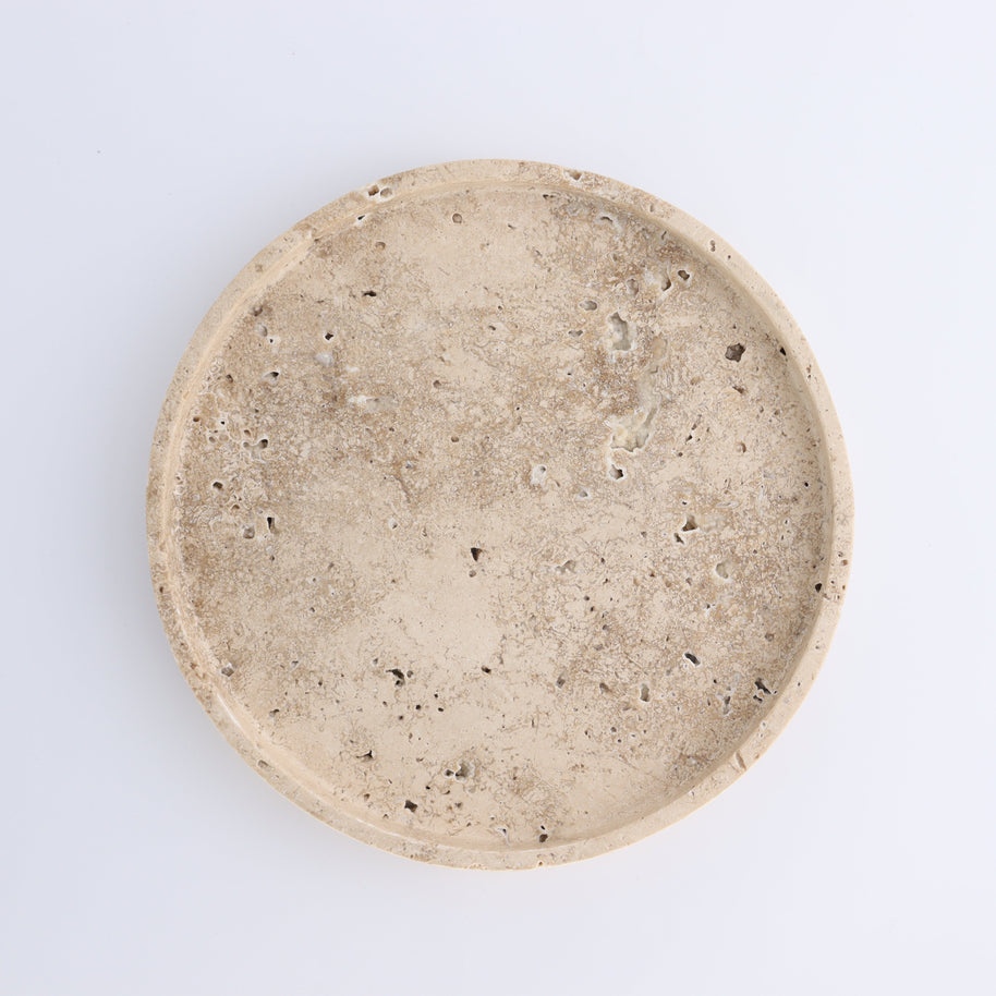 One Travertine Round Dish Large