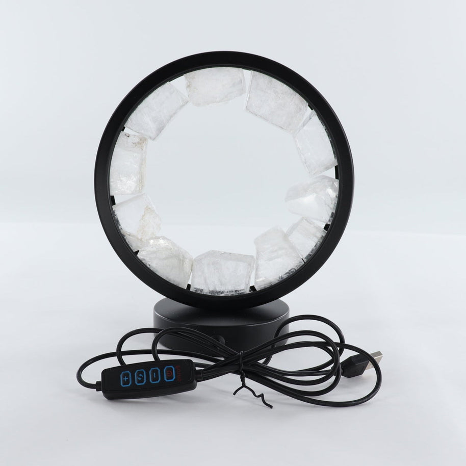 One Selenite Round Lamp
