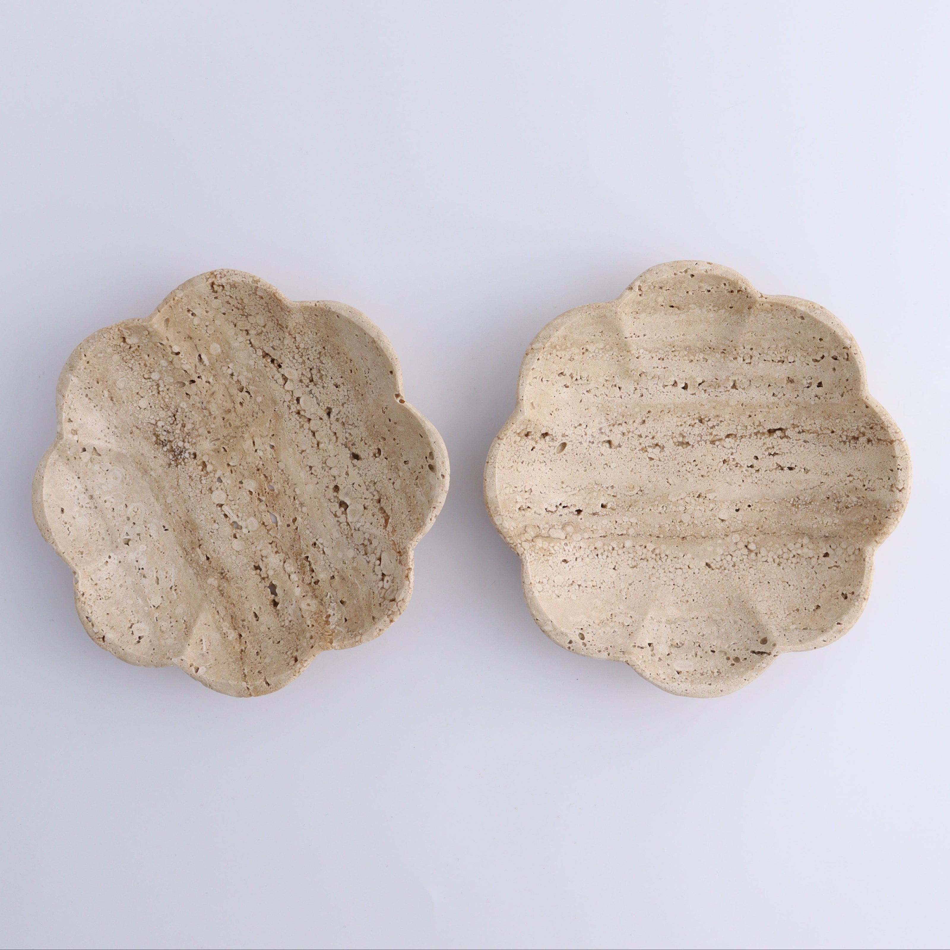 One Travertine Scalloped Dish 14 cm