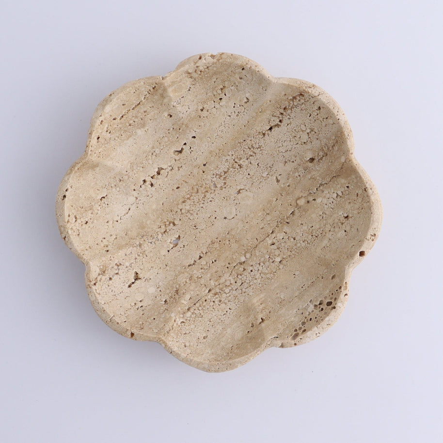 One Travertine Scalloped Dish 14 cm