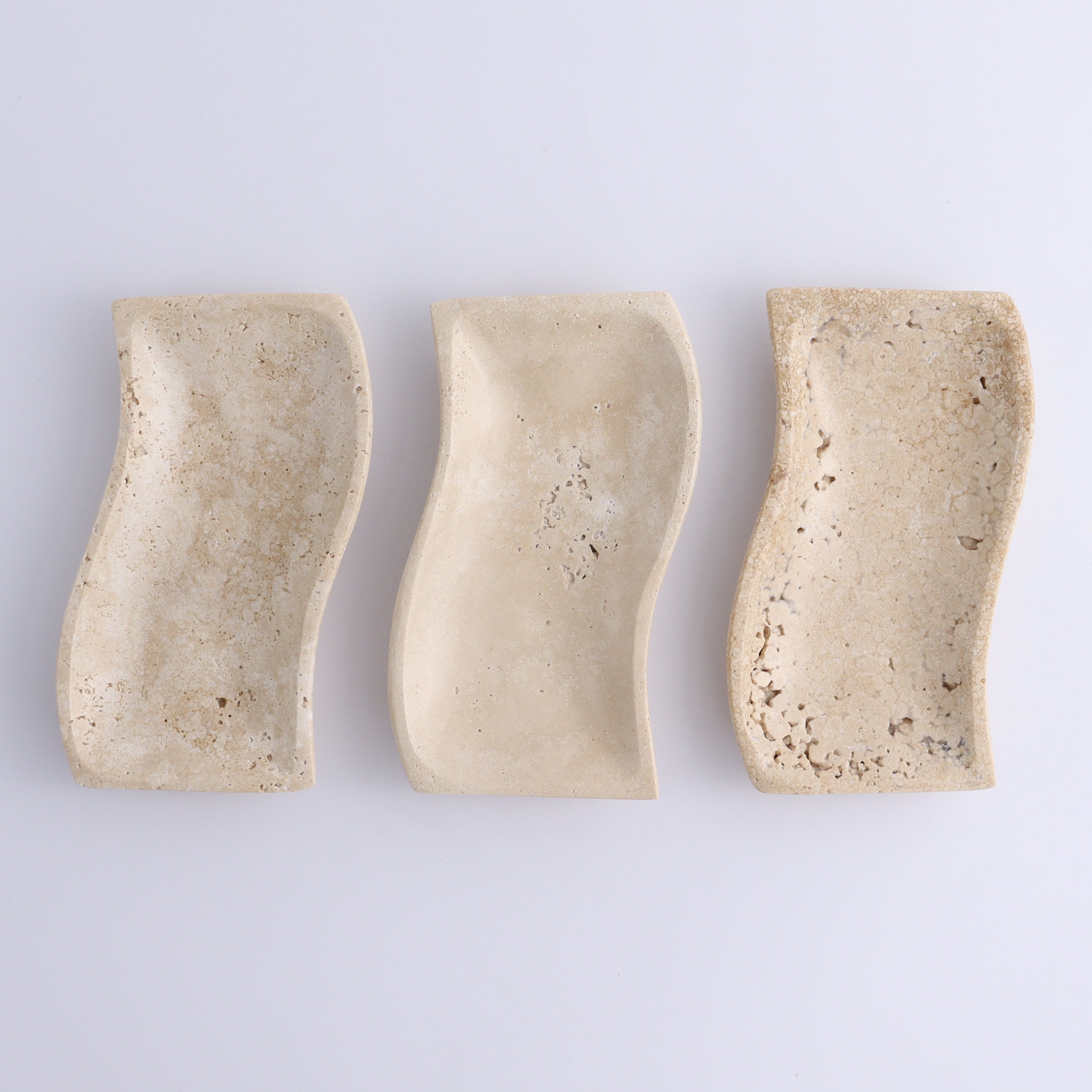 One Travertine Wavy Dish Small
