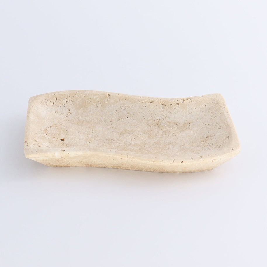 One Travertine Wavy Dish Small