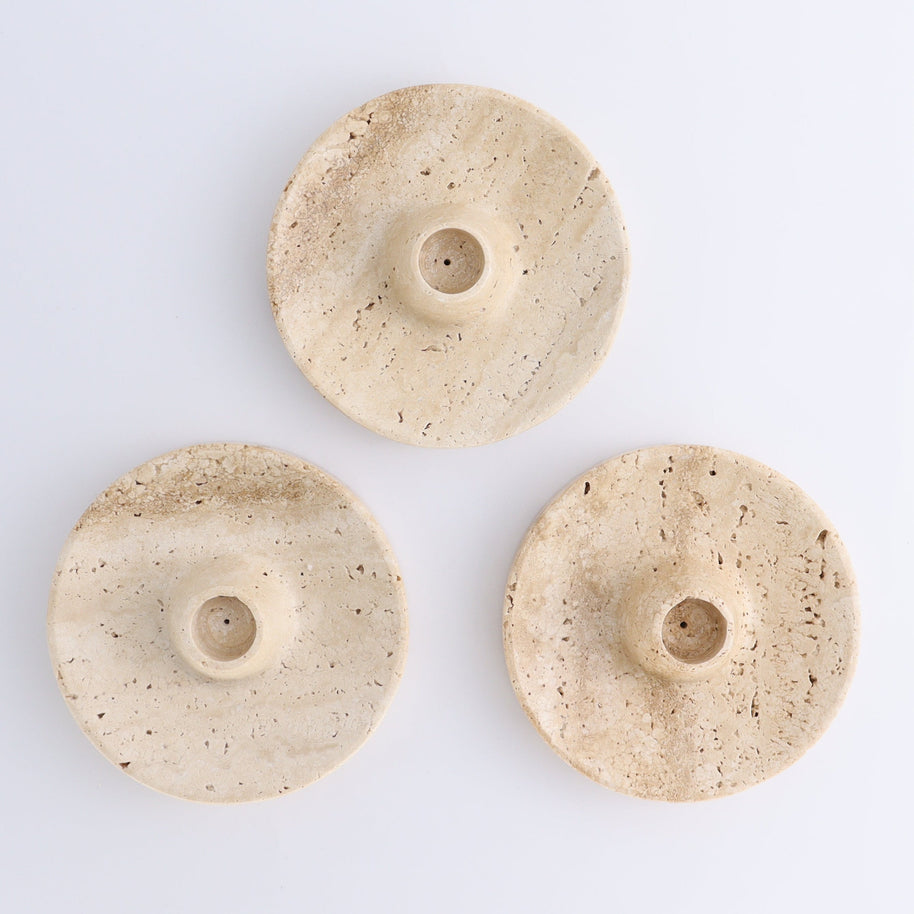 One Travertine Palo Santo/Incense/Candle Holder