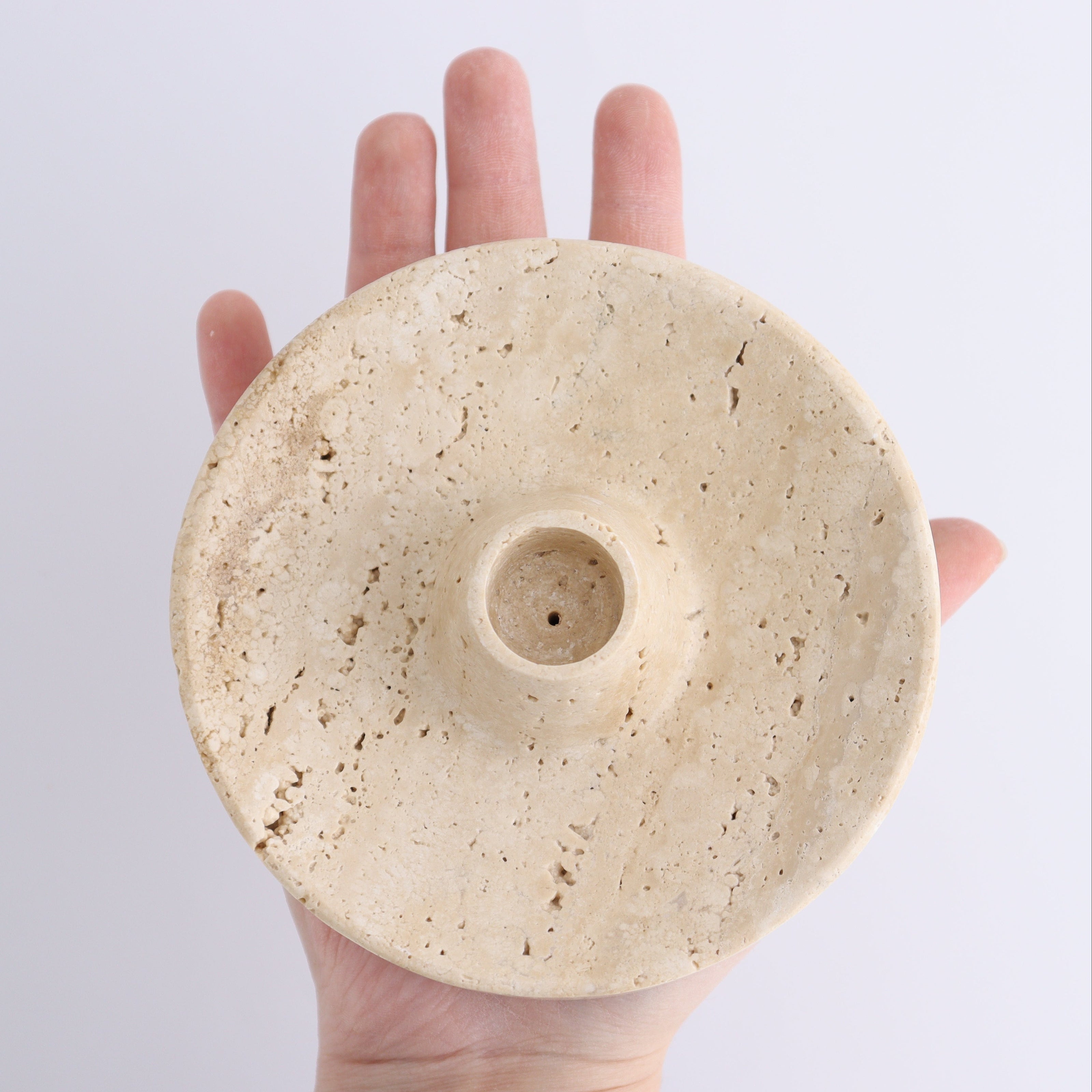 One Travertine Palo Santo/Incense/Candle Holder