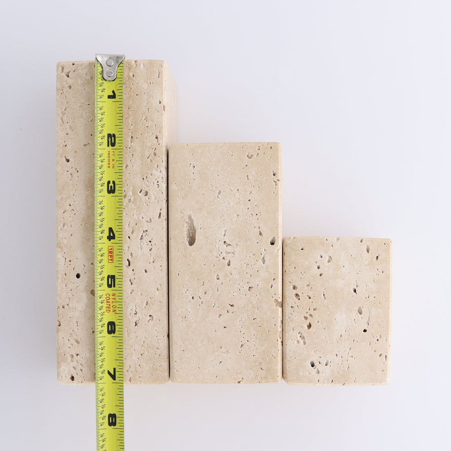 One Candle Holder Travertine Set of 3