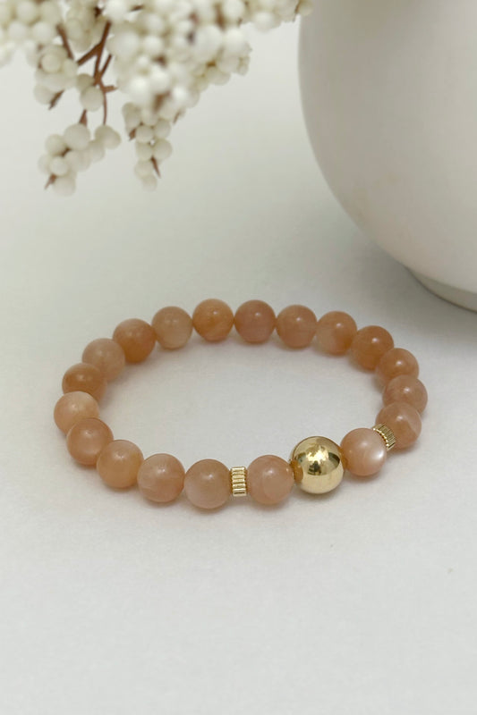 Peach Moonstone Bracelet with 14k Gold Filled Accents