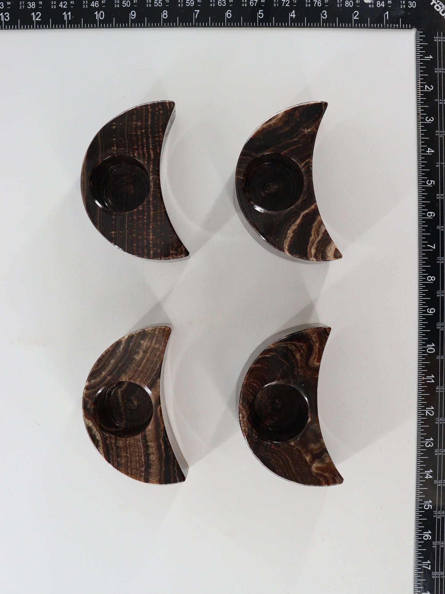 Chocolate Onyx Moon Candle Holders Set of 4