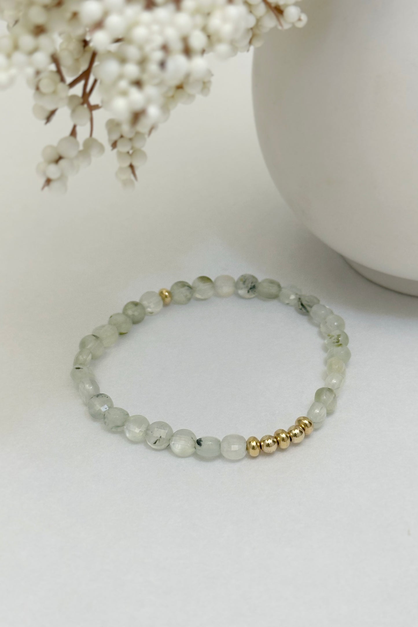 Prehnite Bracelet with 14k Gold Filled Accents