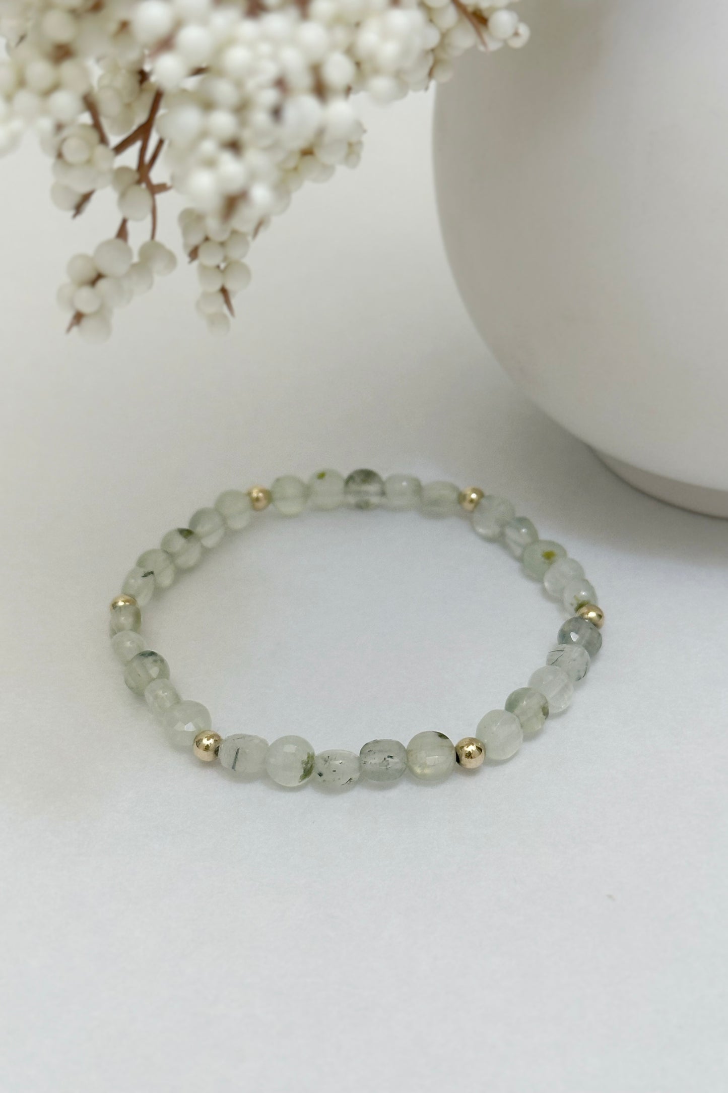 Prehnite Bracelet with 14k Gold Filled Accents