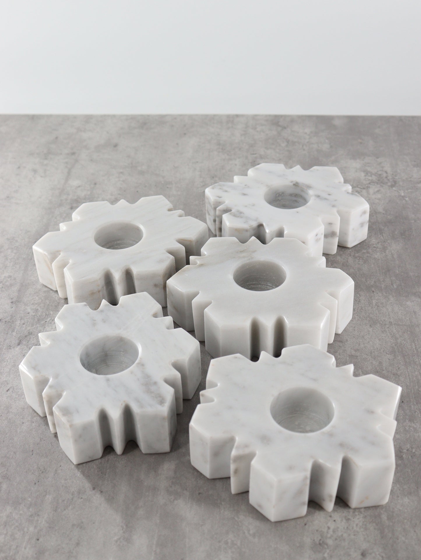 Marble Snowflake Candle Holders Set of 5