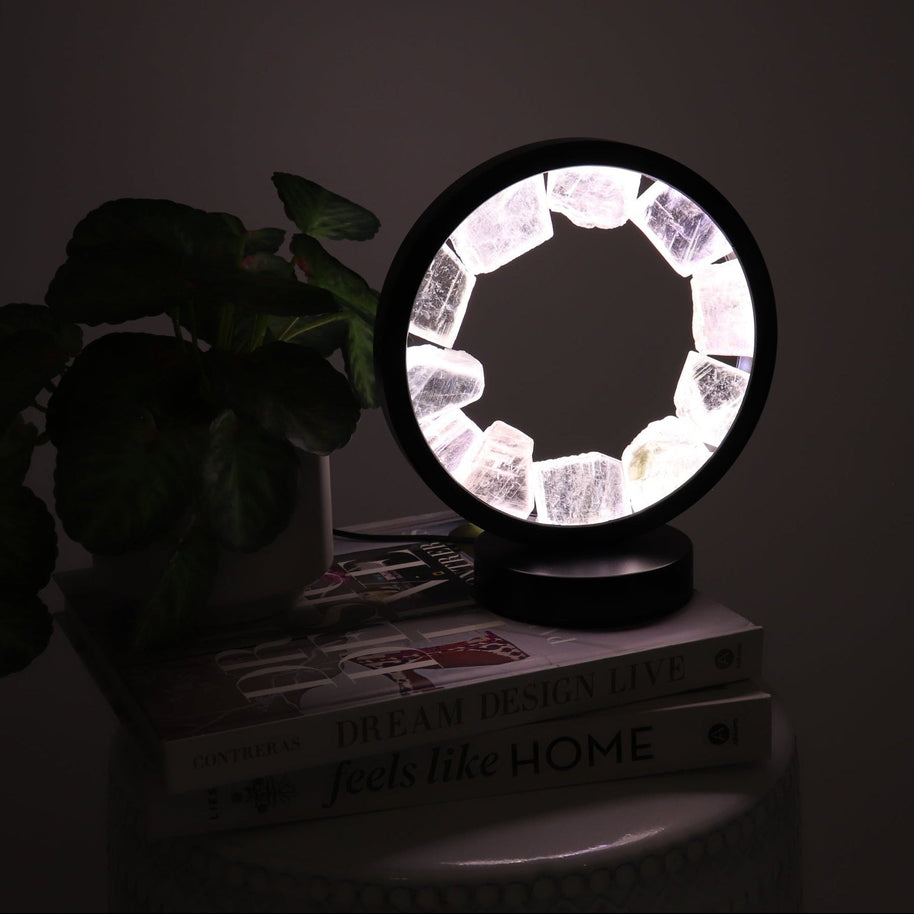 One Selenite Round Lamp