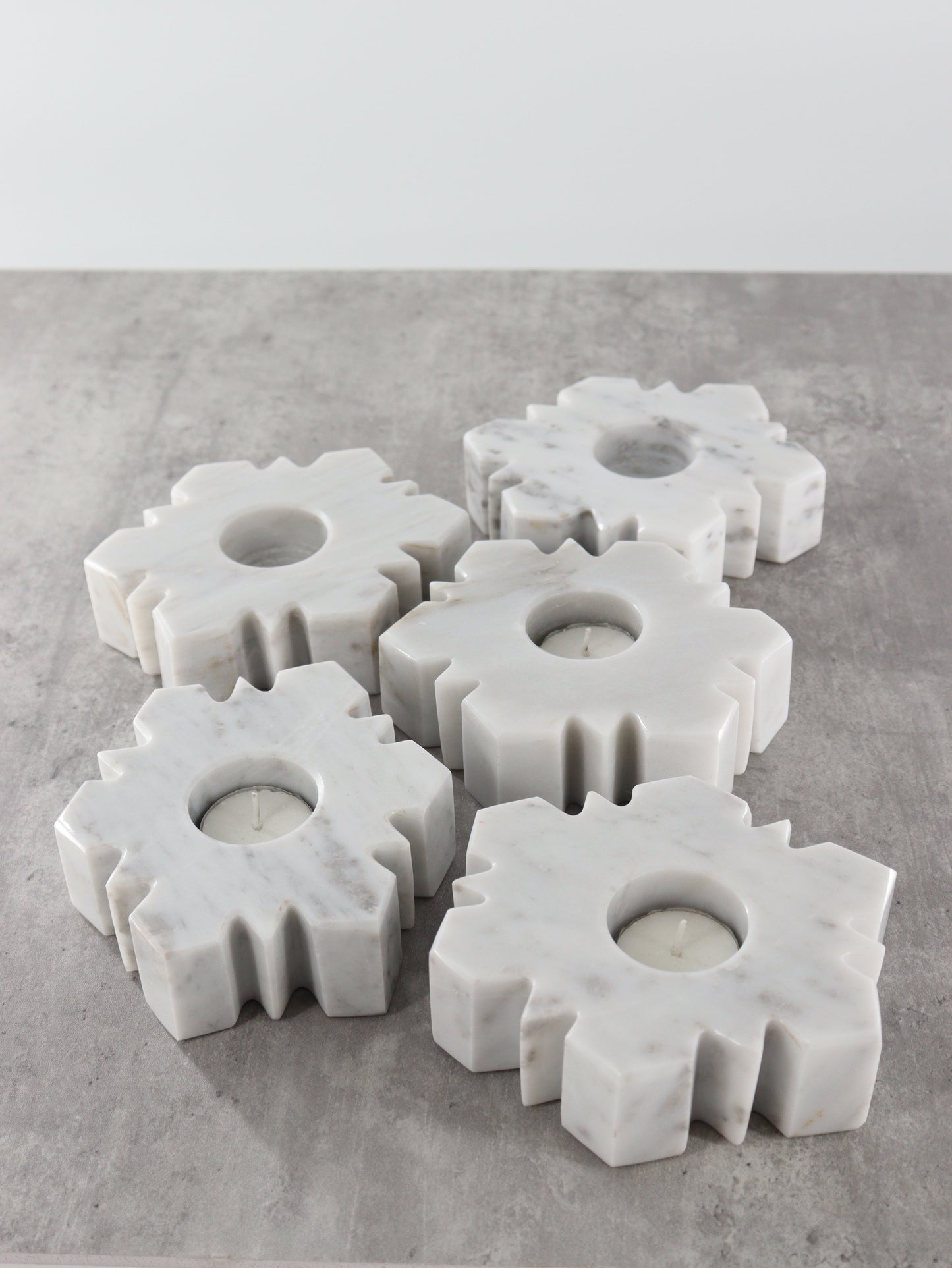 Marble Snowflake Candle Holders Set of 5