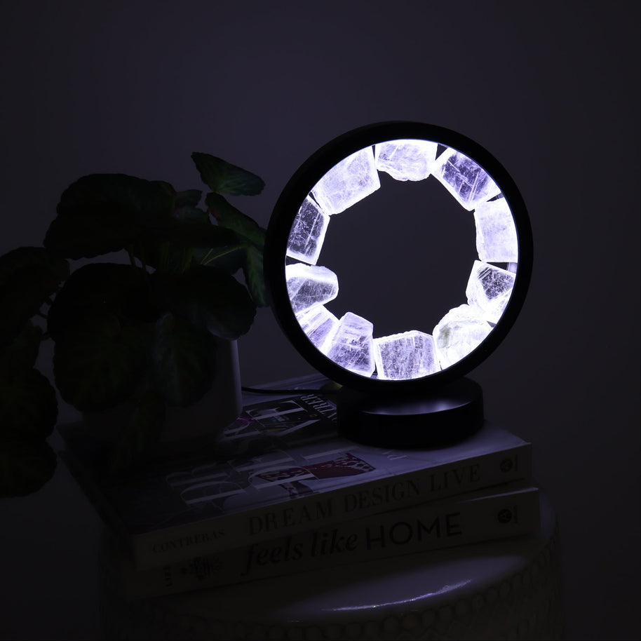 One Selenite Round Lamp