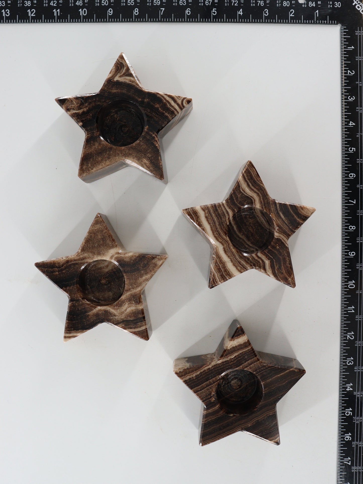 Chocolate Onyx Star Candle Holders Set of 4