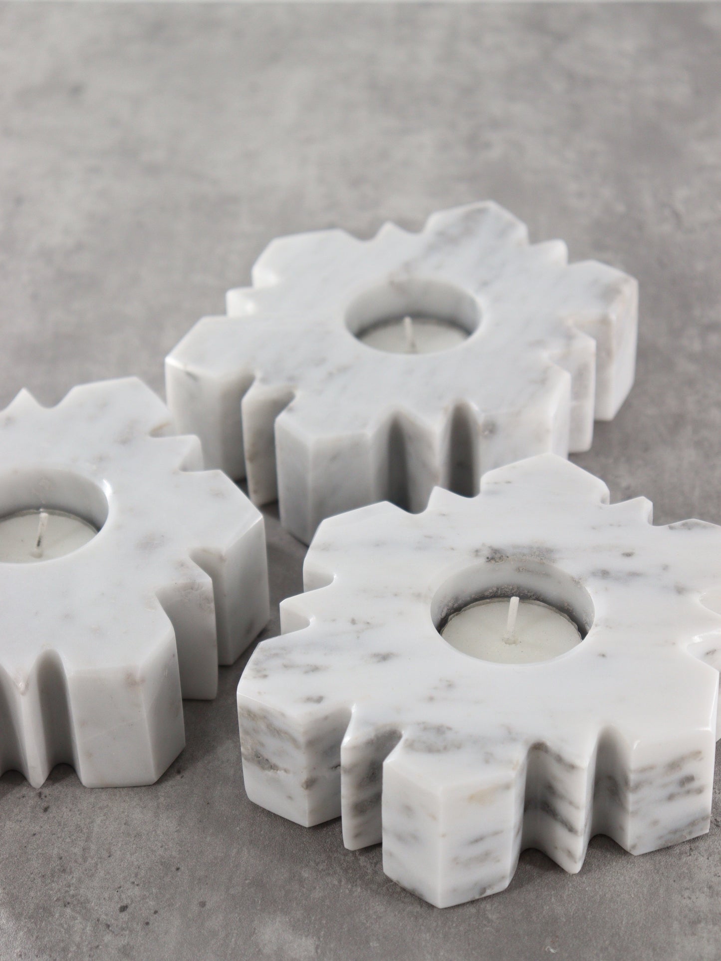 Marble Snowflake Candle Holders Set of 5