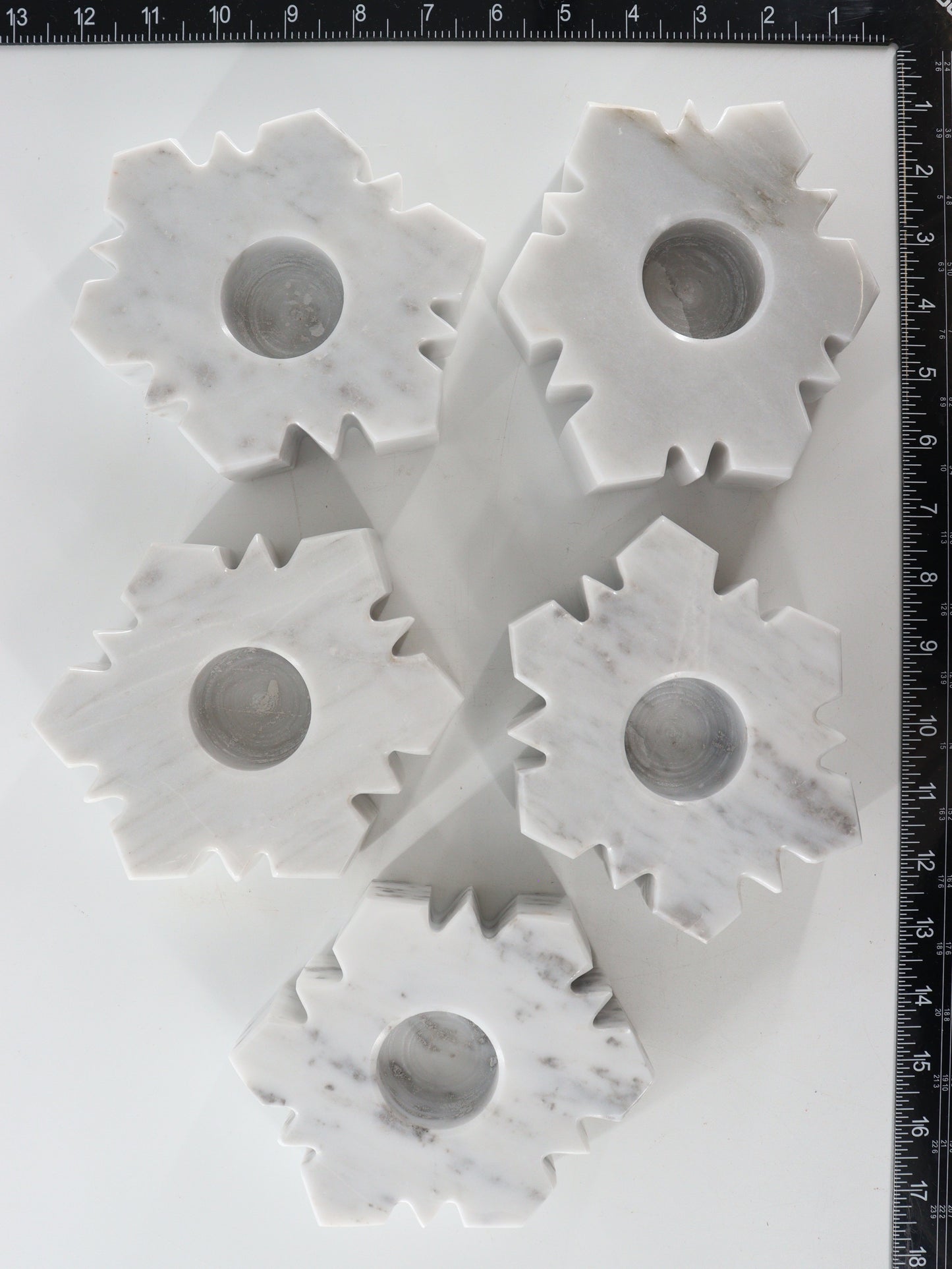 Marble Snowflake Candle Holders Set of 5