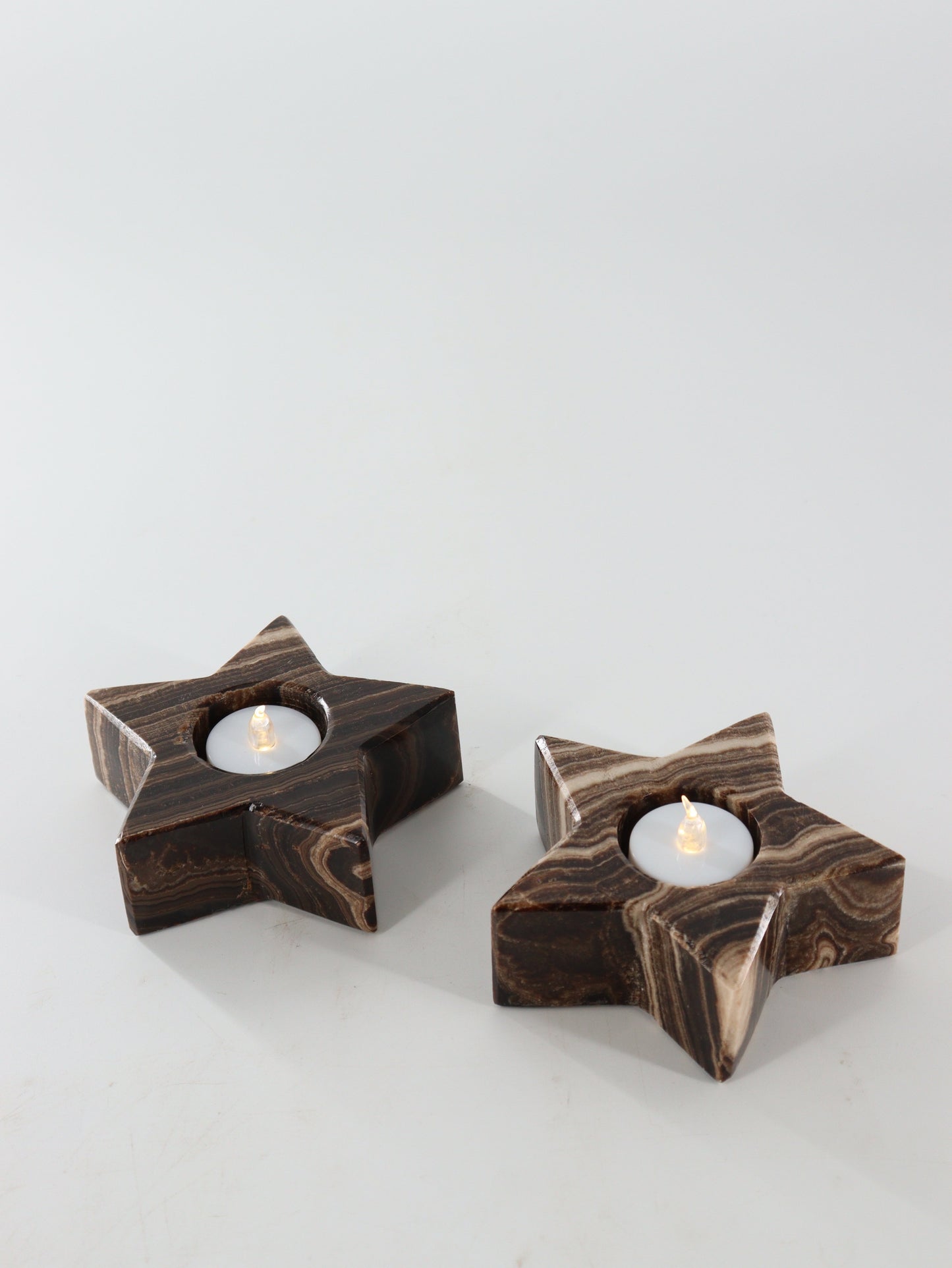 Chocolate Onyx Star Candle Holders Set of 4