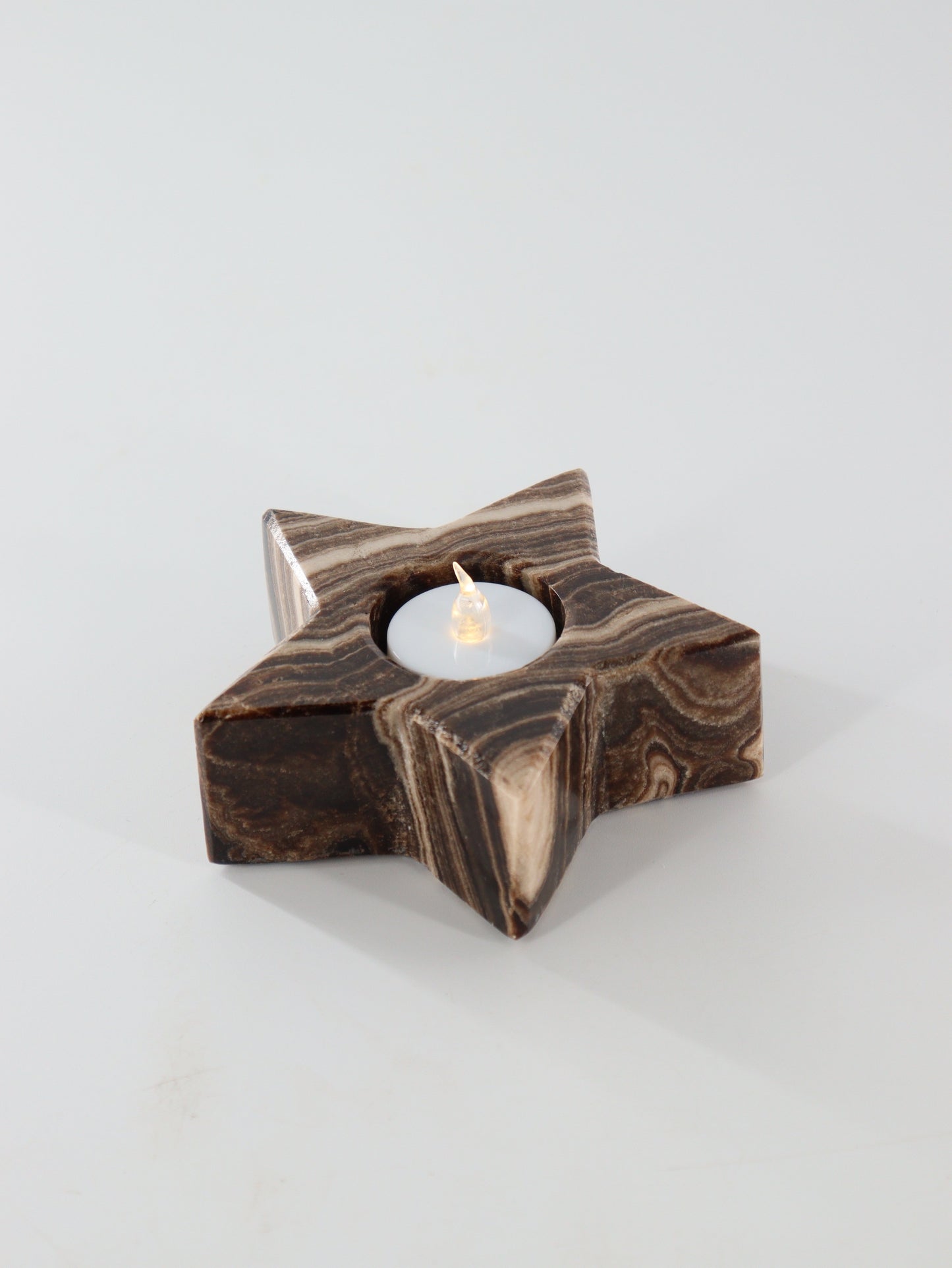 Chocolate Onyx Star Candle Holders Set of 4