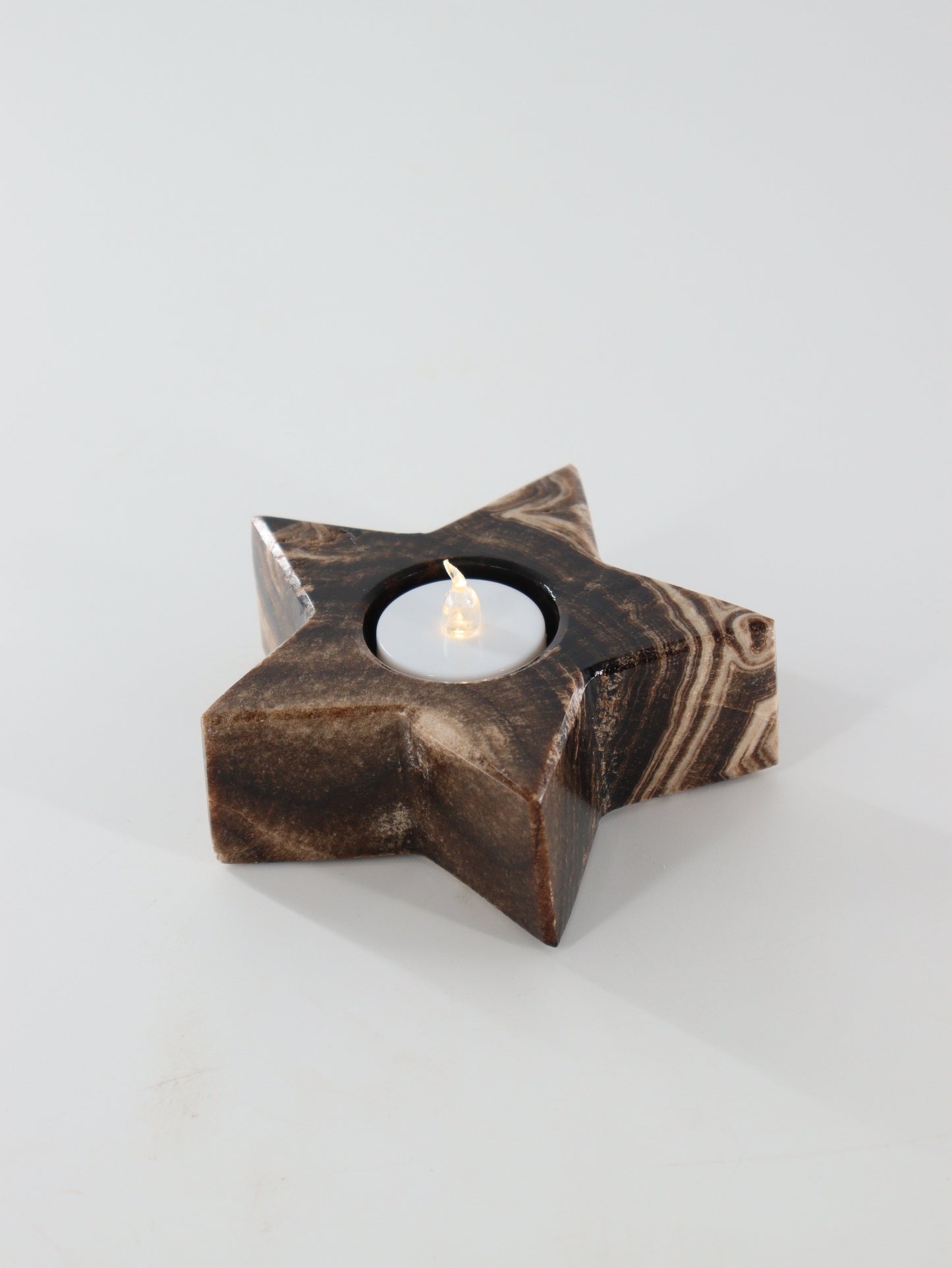 Chocolate Onyx Star Candle Holders Set of 4