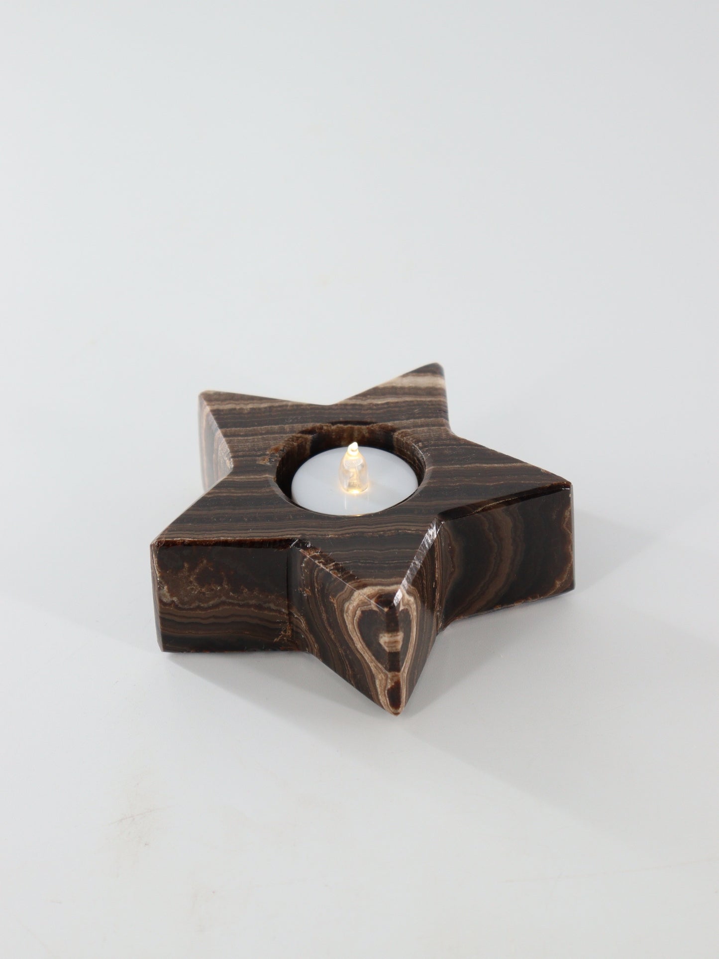 Chocolate Onyx Star Candle Holders Set of 4