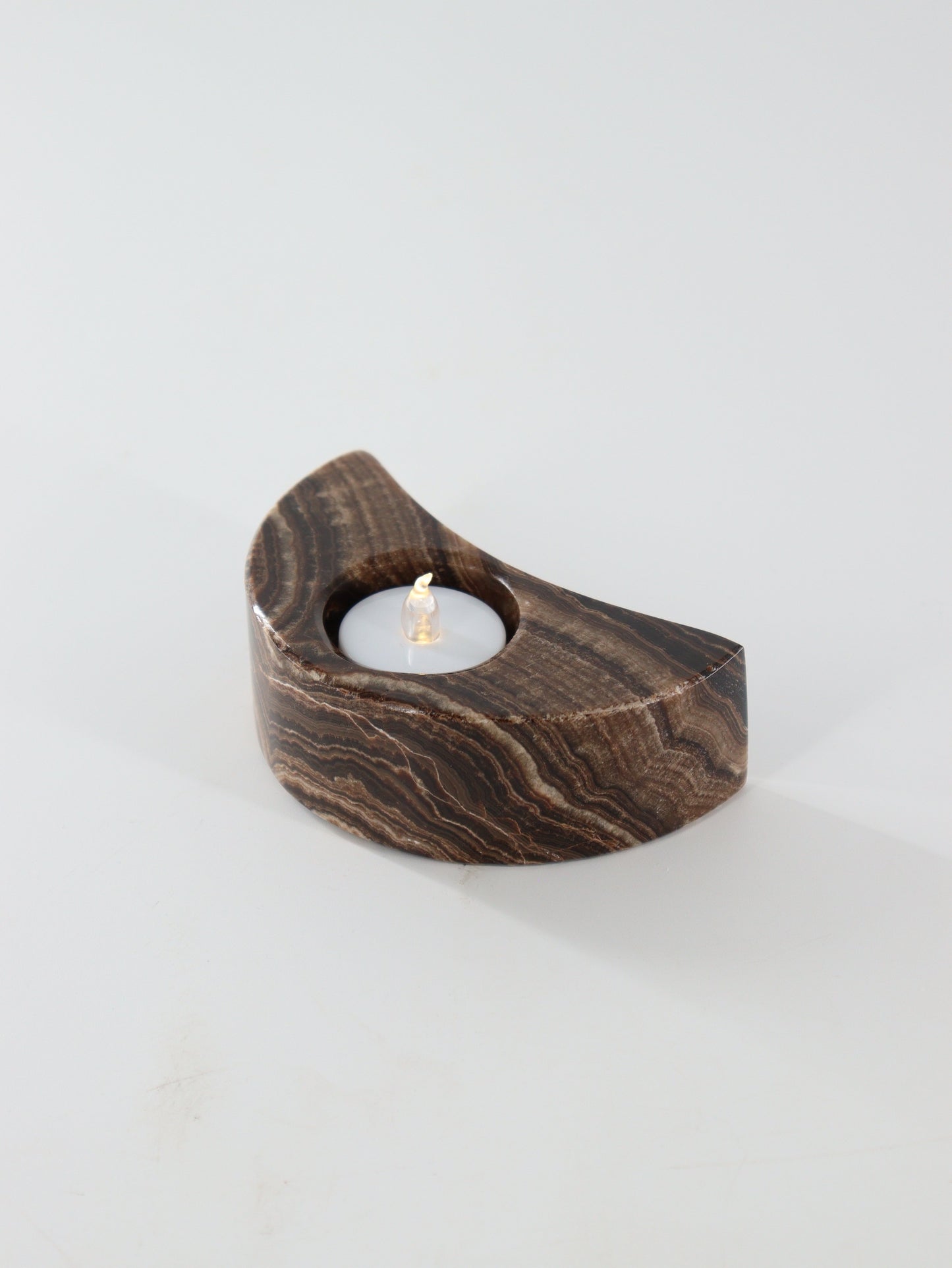 Chocolate Onyx Moon Candle Holders Set of 4