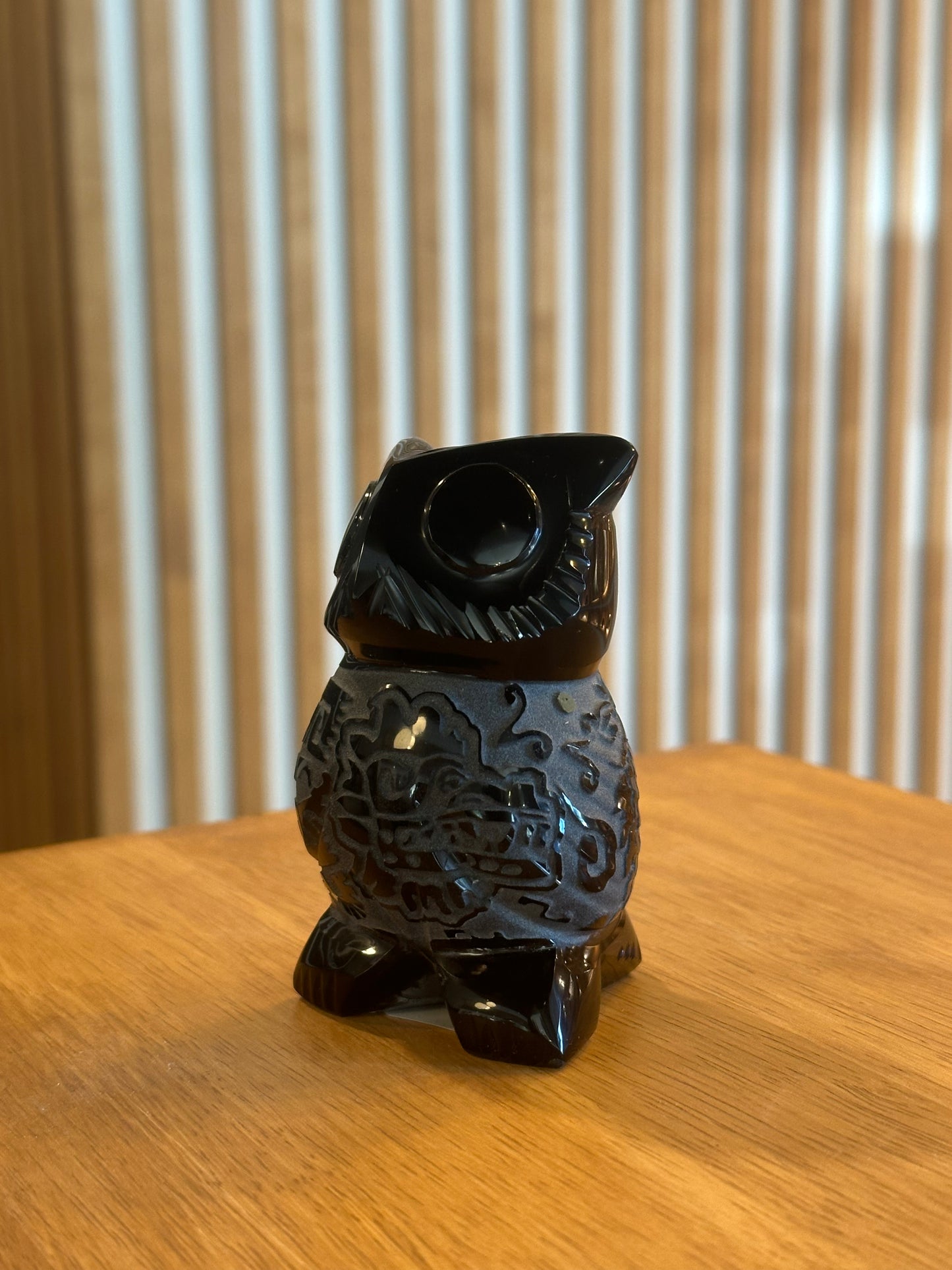 Engraved Obsidian Owl