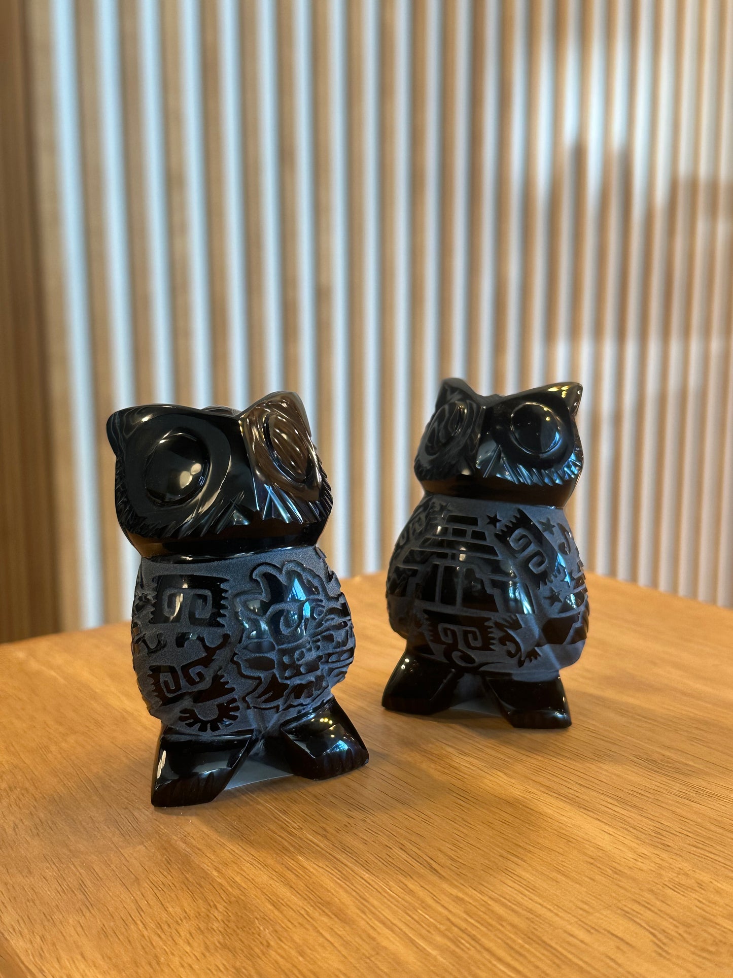 Engraved Obsidian Owl